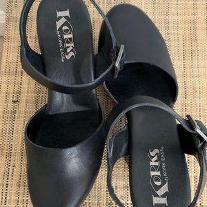 Korks by Kork-Ease Leather Platform Clog Heeled Sandal
